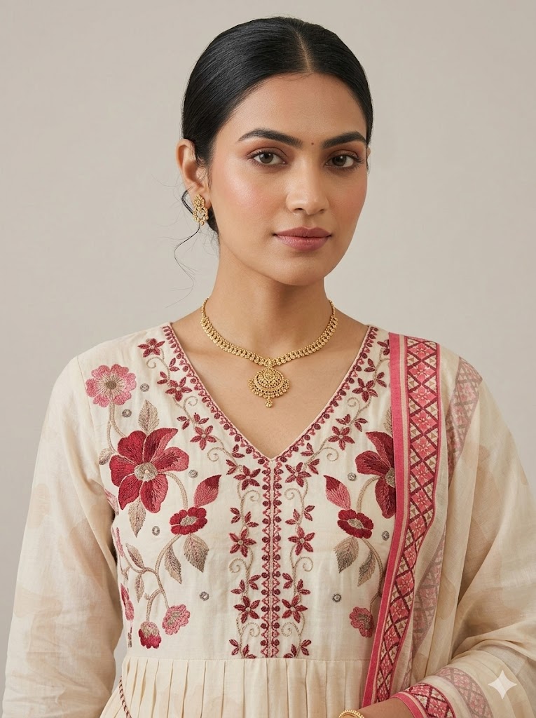 Mul-Cotton 3 Pics Anarkali Dress - Image 2